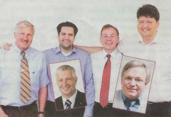 Vorstandsmitglieder von Pro Lünen: Friedhelm Deuter, Maximilian Püschel, Hubert Tenberge, Dirk Hartmann (v.l), Dr. Achim Grunenberg (kl. Foto l.) und Helmut Stolzenhoff (kl.F.r.). Montage: Goldstein